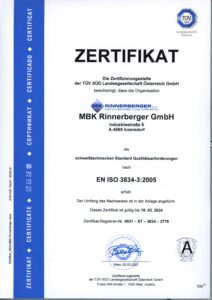 EN ISO 3834-3 Zertifikat