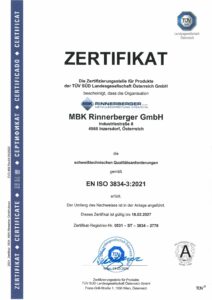 EN ISO 3834-3 Zertifikat